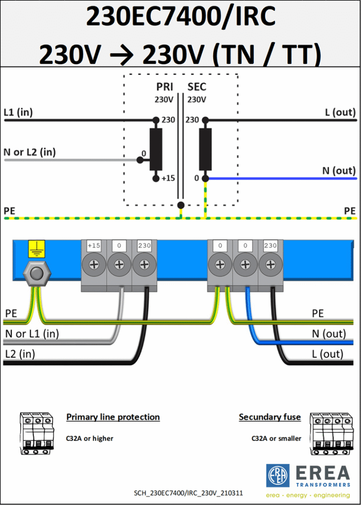 Aansluitschema 230EC7400/IRC