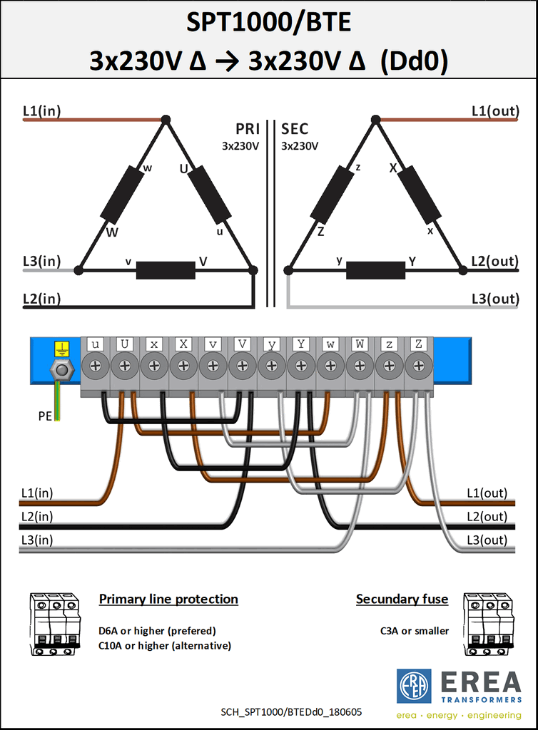 Aansluitschema SPT1000/BTE