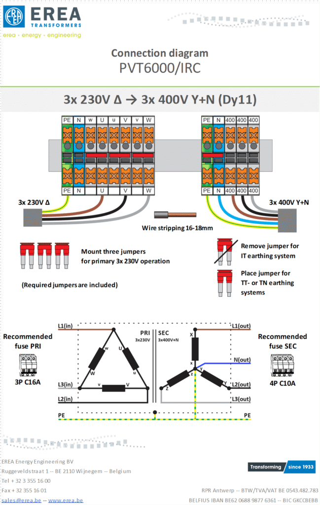 Aansluitschema PVT6000/IRC