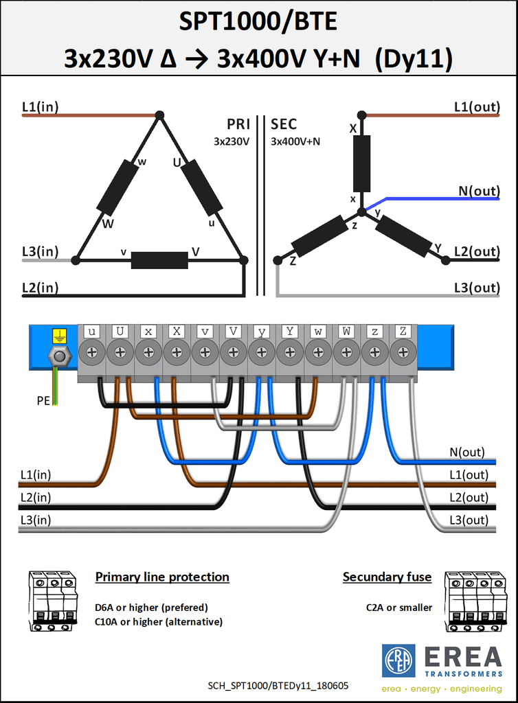 Aansluitschema SPT1000/BTE