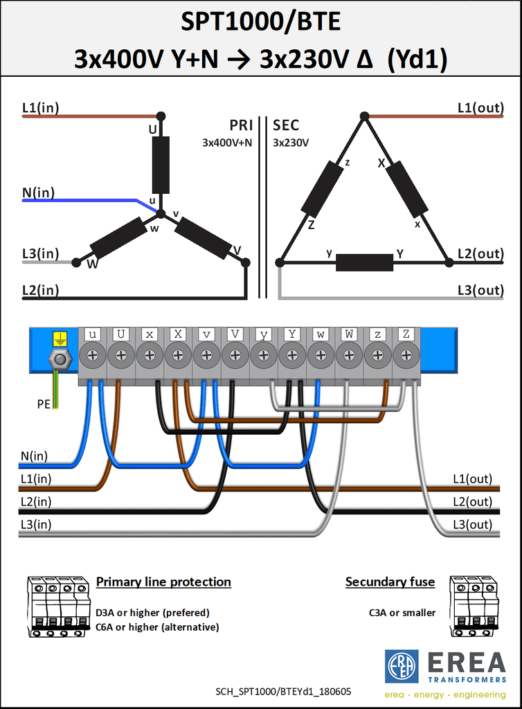 Aansluitschema SPT1000/BTE