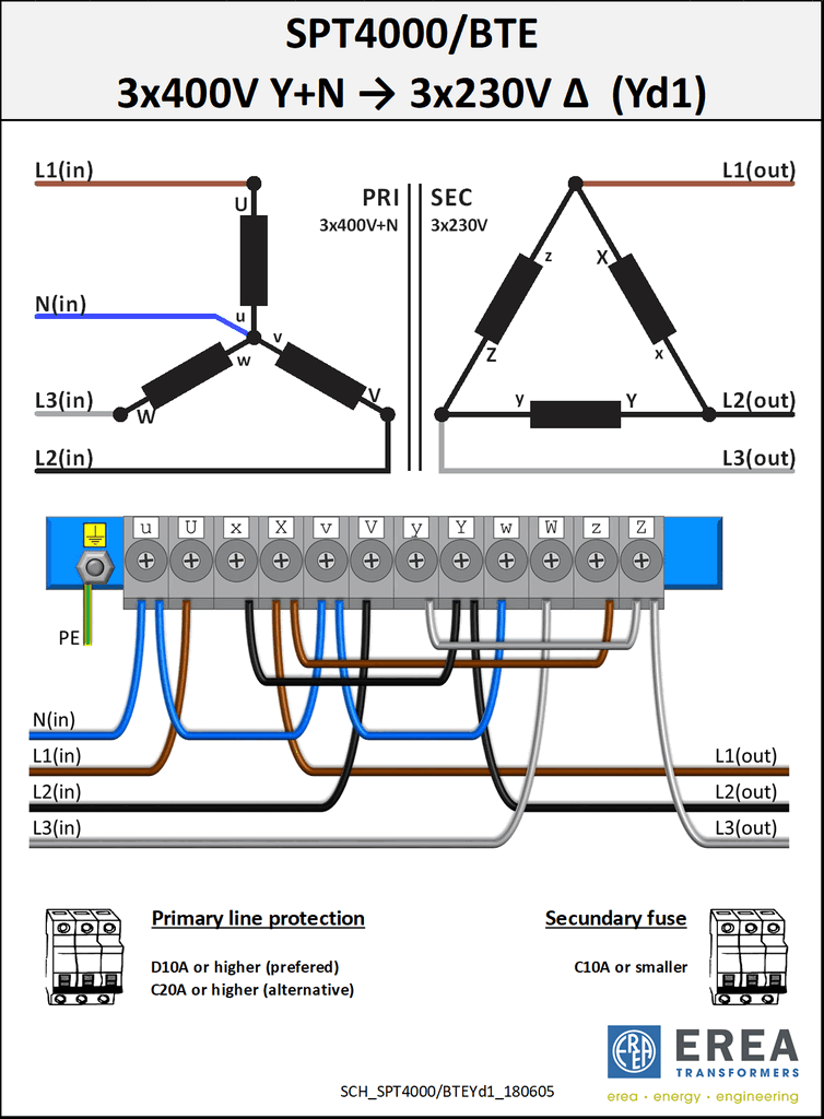Aansluitschema SPT4000/BTE