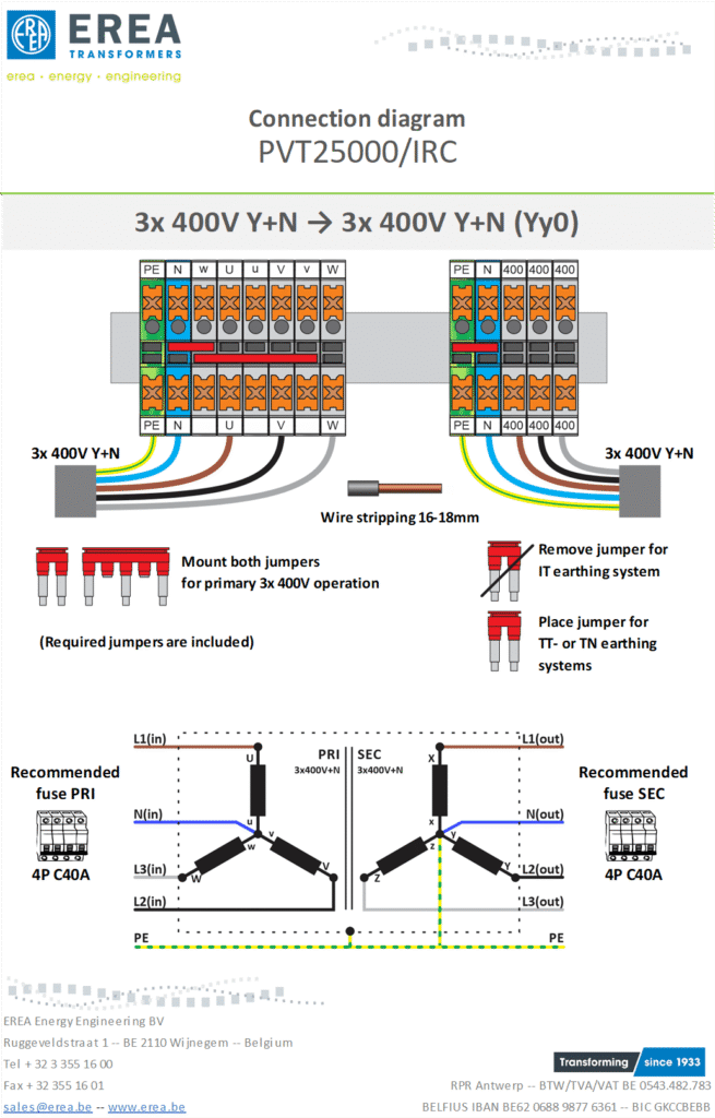 Aansluitschema PVT25000/IRC