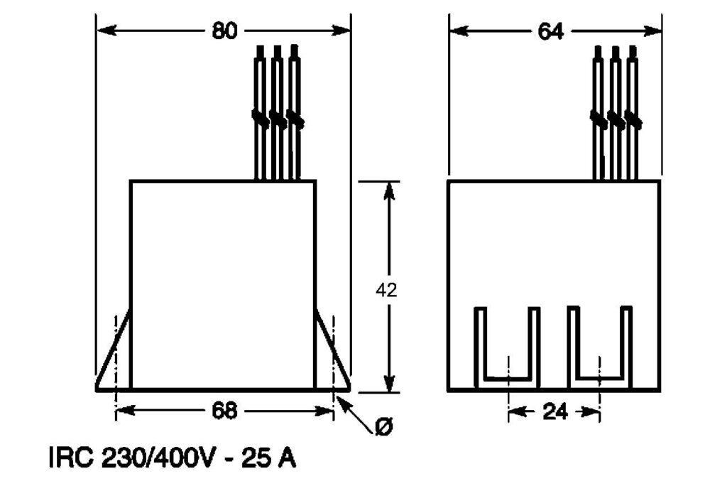 Maattekening IRC 230/400V-25A